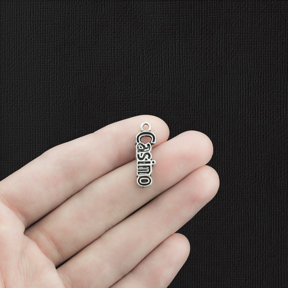 4 Casino Antique Silver Tone Charms - SC106
