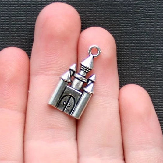 4 Castle Antique Silver Tone Charms - SC2241
