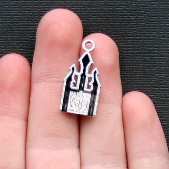 4 Castle Antique Silver Tone Charms - SC2241