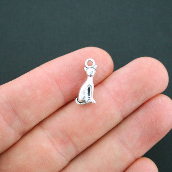 4 Cat Antique Silver Tone Charms 3D - SC4779