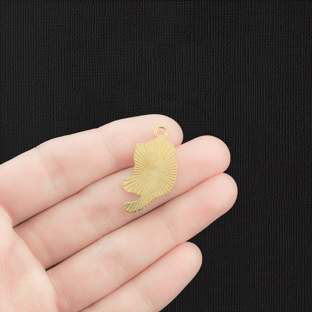 4 breloques chat en émail doré - E1255