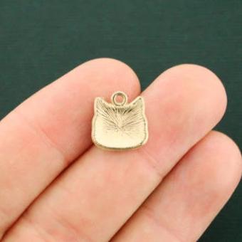 4 breloques chat en émail doré - E350
