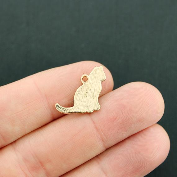 4 Cat Gold Tone Enamel Charms - E725