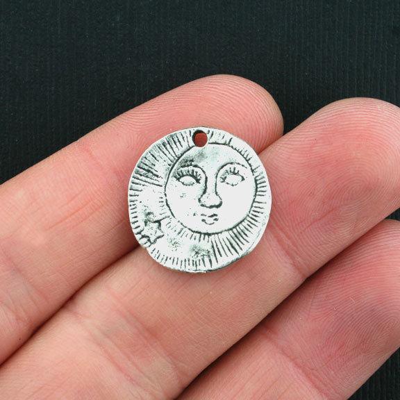 4 Celestial Antique Silver Tone Charms - SC3614