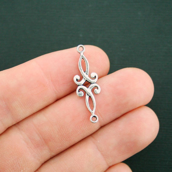 4 Celtic Connector Antique Silver Tone Charms 2 Sided - SC6218