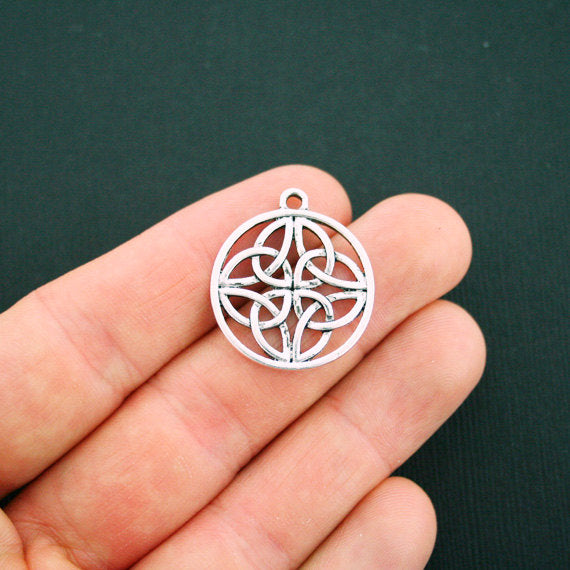 4 Celtic Knot Antique Silver Tone Charms - SC5631