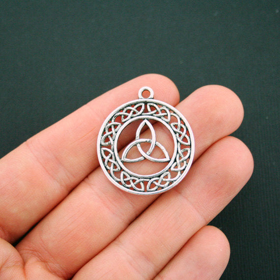 4 Celtic Knot Antique Silver Tone Charms - SC5633