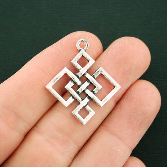 4 Celtic Knot Antique Silver Tone Charms - SC7475