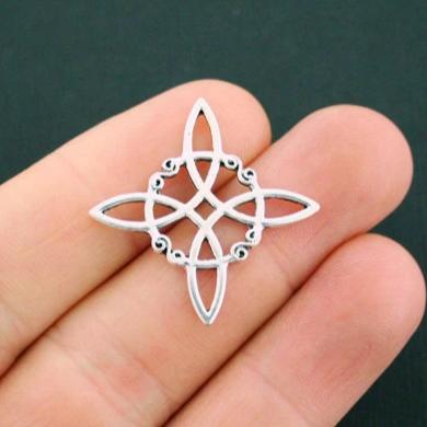4 Celtic Knot Connector Antique Silver Tone Charms - SC5625
