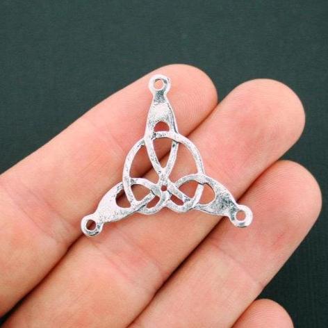 4 Celtic Knot Connector Antique Silver Tone Charms - SC5628