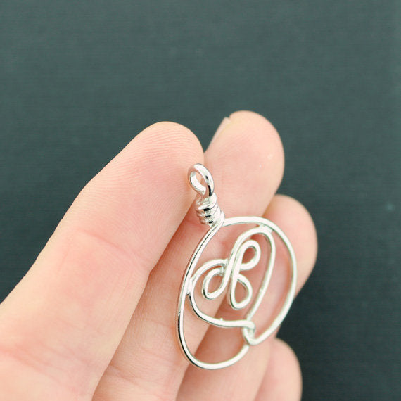 4 Celtic Knot Heart Silver Tone Charms 2 Sided - SC679