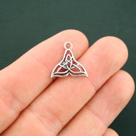 4 Celtic Knot Whale Tail Antique Silver Tone Charms - SC6225