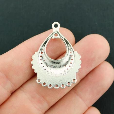 4 Chandelier Connector Antique Silver Tone Charms - SC7843