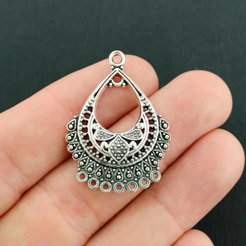 4 Chandelier Connector Antique Silver Tone Charms - SC7843