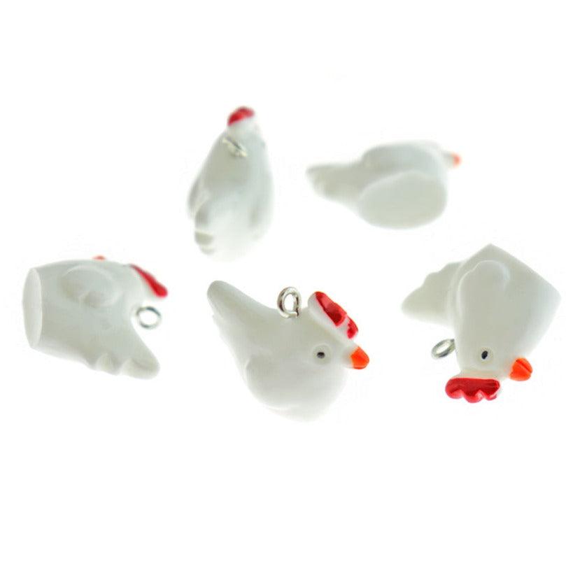 4 breloques en résine de poulet 3D - K606