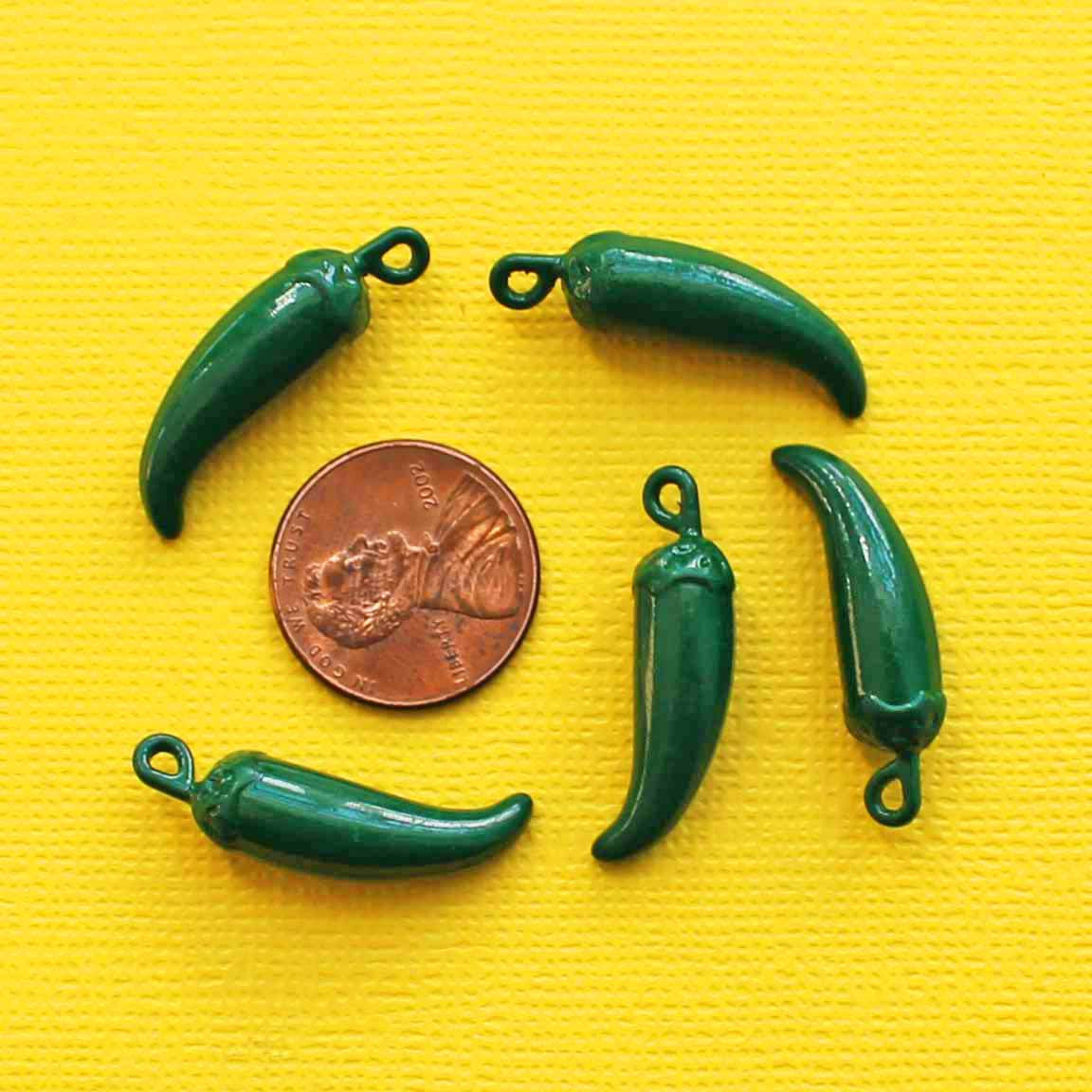 4 Chili Pepper Enamel Charms - E257