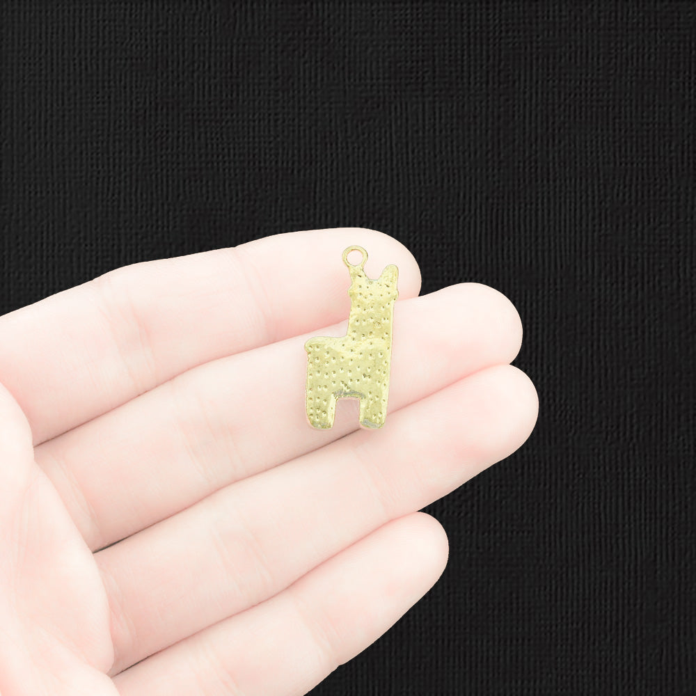 4 breloques en émail ton or Chill Llama - E509