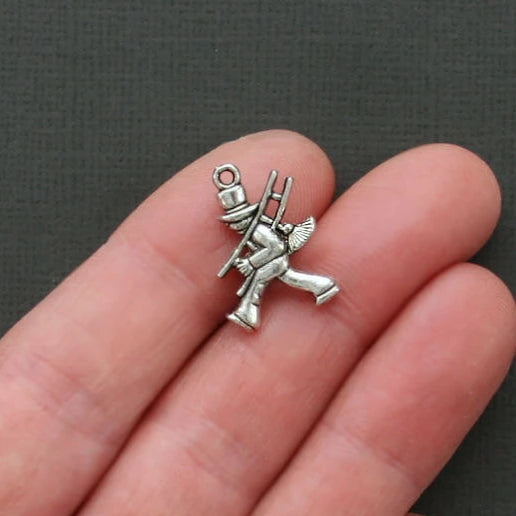4 Chimney Sweep Antique Silver Tone Charms 2 Sided - SC1686