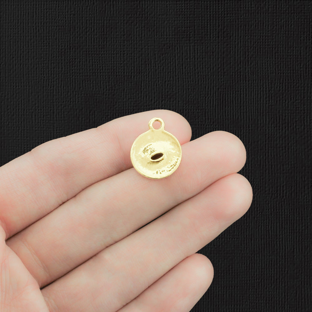 4 Chocolate Donut Gold Tone Enamel Charms - E1218