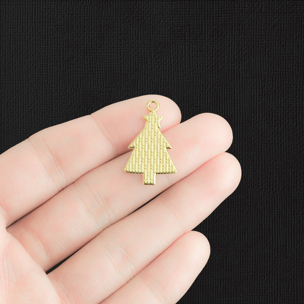 4 breloques en émail doré sapin de Noël - E703