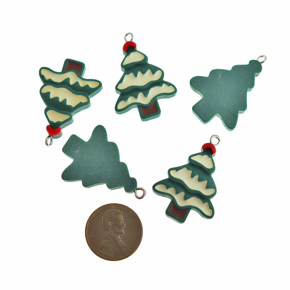4 breloques sapin de Noël en résine - K649