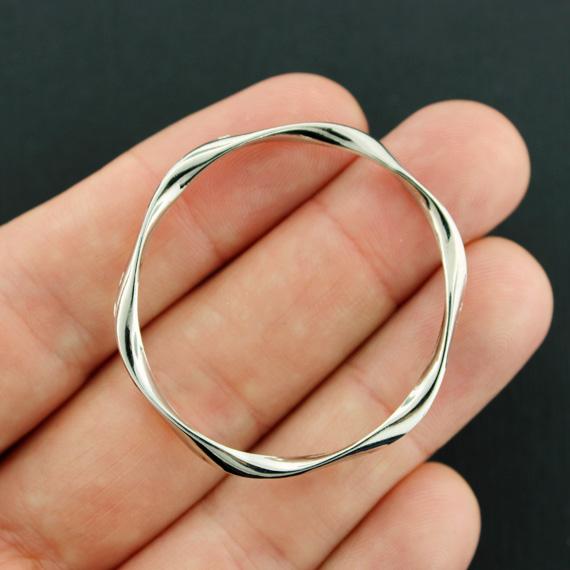 Connecteur 4 cercles ton argent breloques 2 faces - SC7874