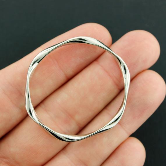 4 Circle Connector Silver Tone Charms 2 Sided - SC7874