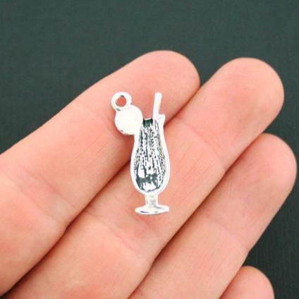 4 breloques de ton argent antique cocktail - SC5562