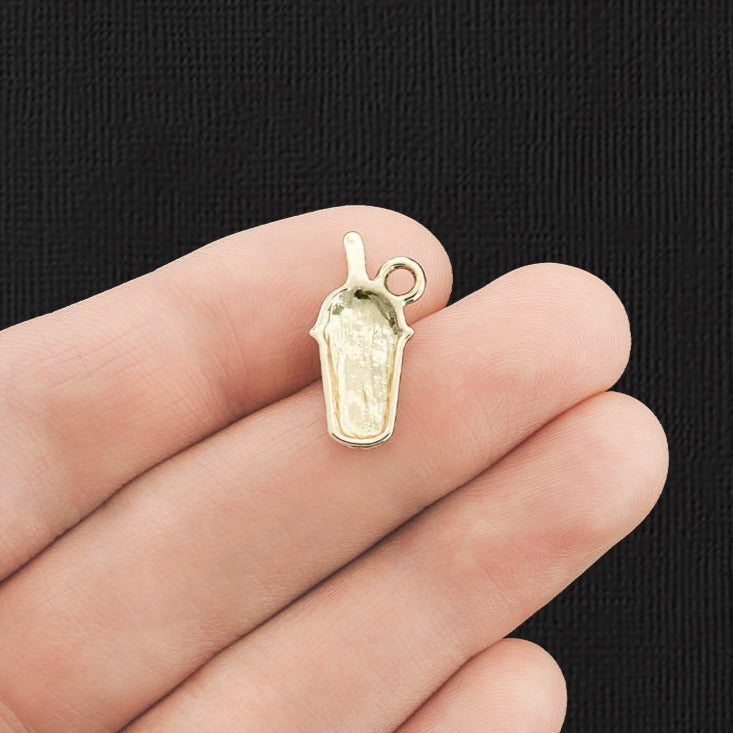 4 breloques en émail ton or café - E1153