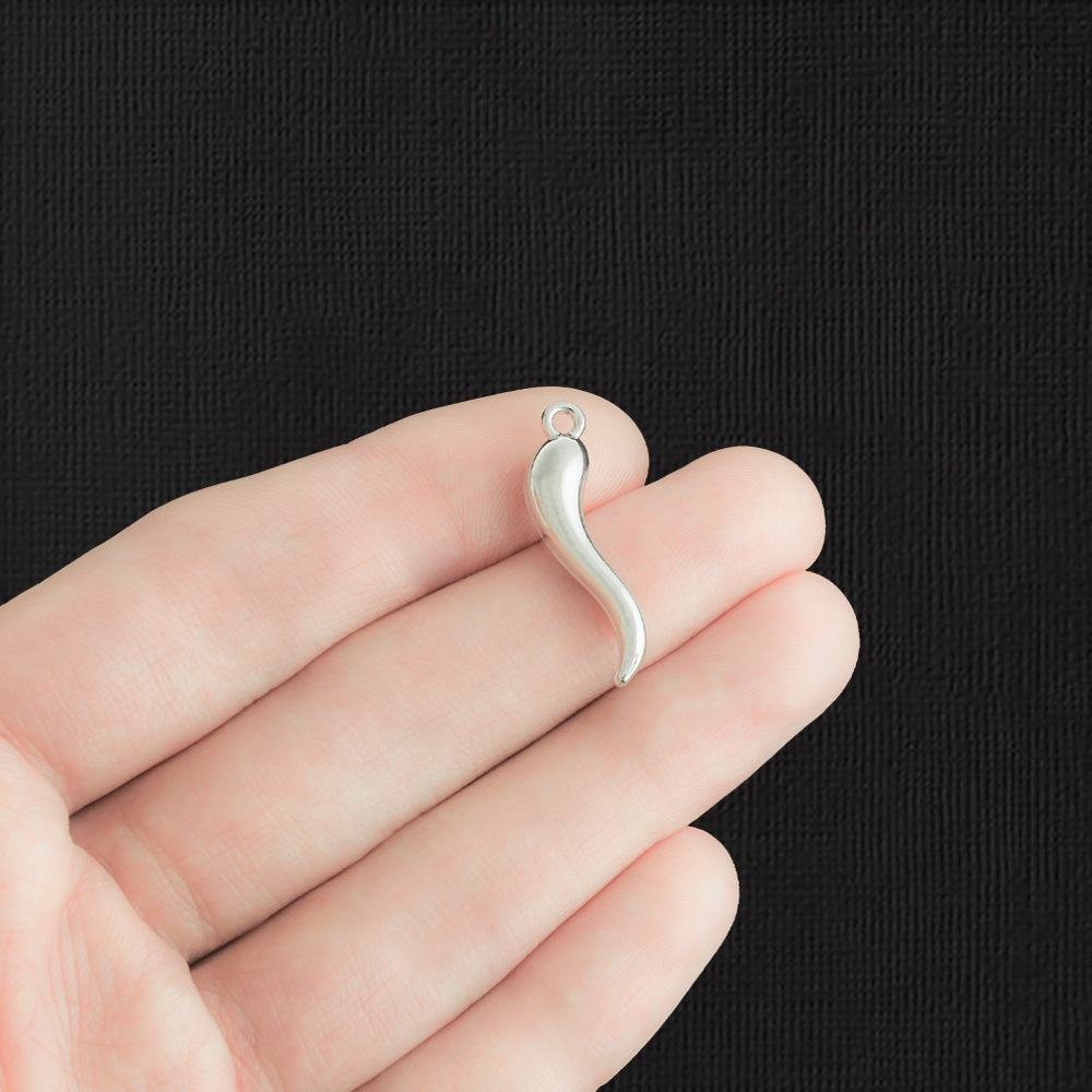 4 Cornicello Silver Tone Charms 2 Sided - SC692