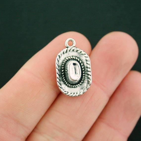 4 Cowboy Hat Antique Silver Tone Charms 3D - SC7458