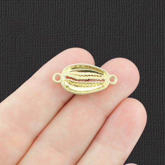 4 Cowrie Shell Connector Gold Tone Enamel Charms - E827