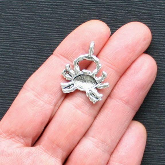 4 Crab Antique Silver Tone Charms - SC2170