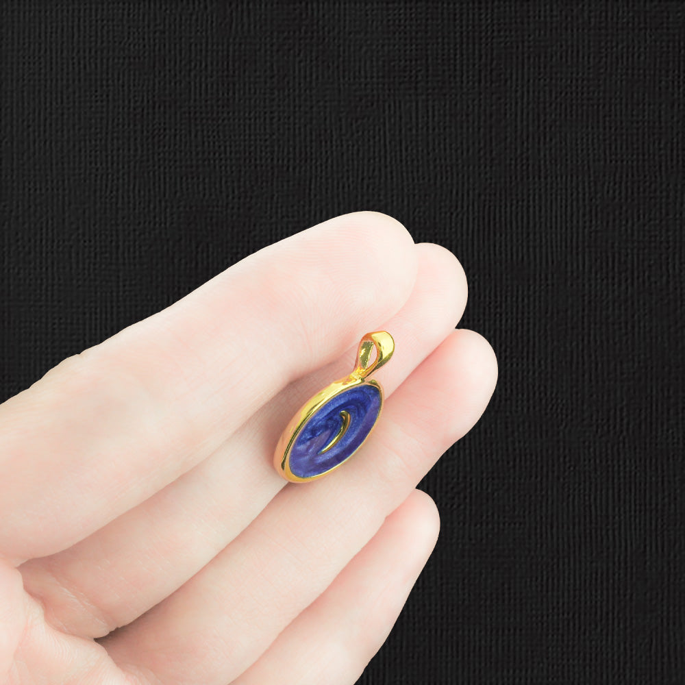 4 Crescent Moon Gold Tone Enamel Charms - E1318