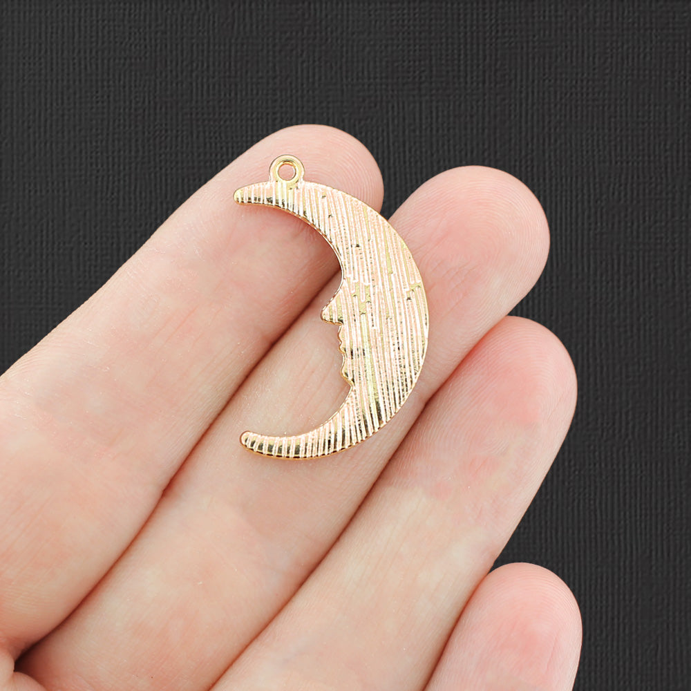 4 Crescent Moon Gold Tone Enamel Charms - E763