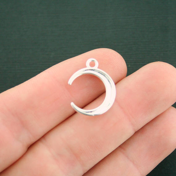 4 Crescent Moon Silver Tone Charms - SC7535