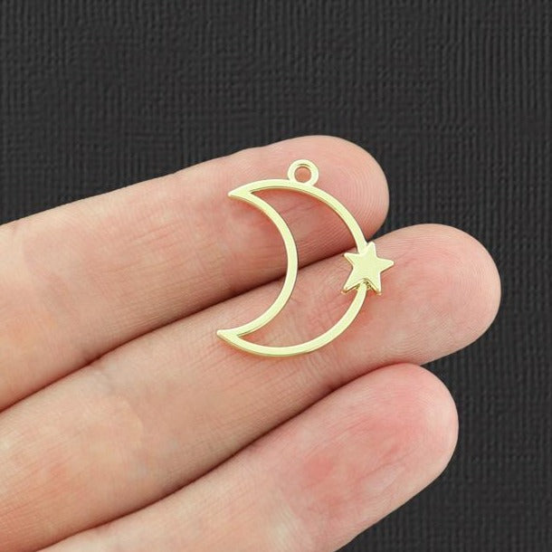 4 breloques étoile dorée croissant de lune - GC031