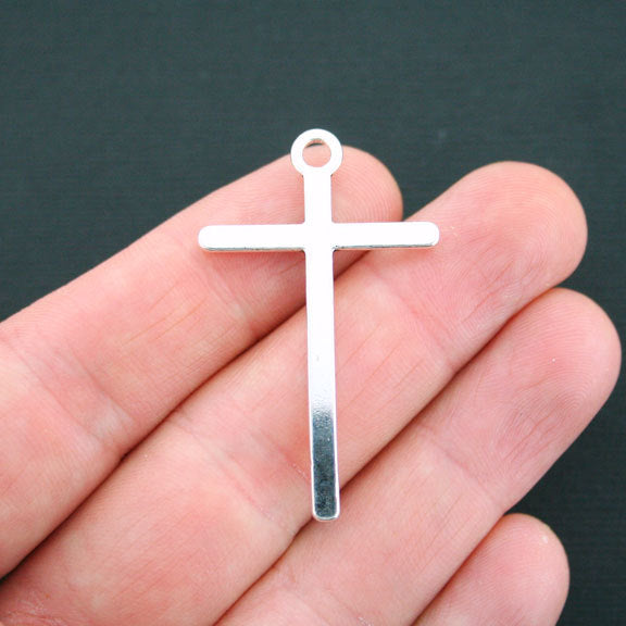 4 breloques ton argent antique croix 2 faces - SC4685