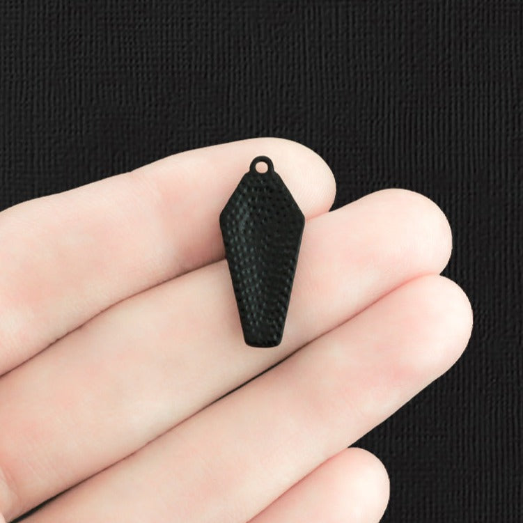 4 Cross Coffin Black Enamel Charms - E1254