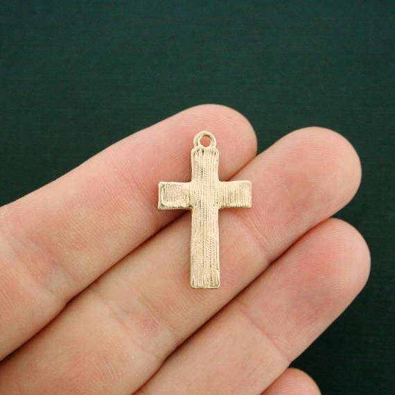 4 Cross Gold Tone Enamel Charms - E425