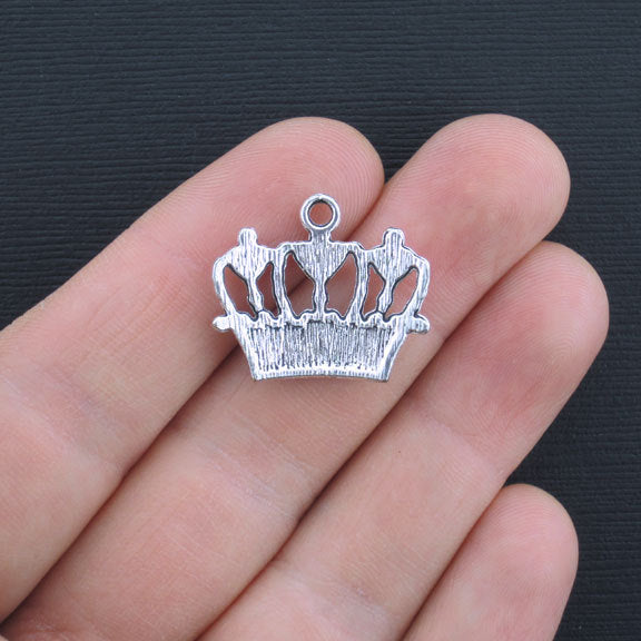 4 Crown Antique Silver Tone Charms - SC1703