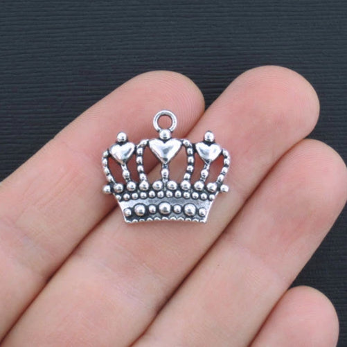 4 Crown Antique Silver Tone Charms - SC1703