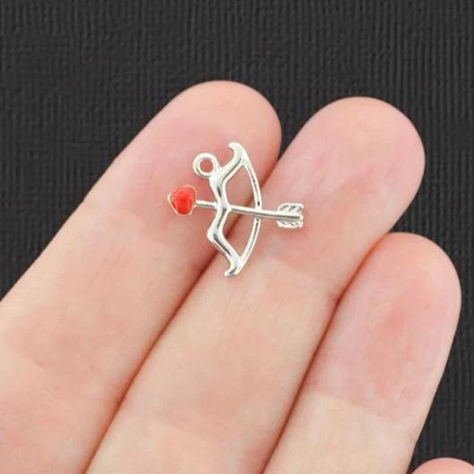4 Cupid Arrow Silver Tone Enamel Charms - E863