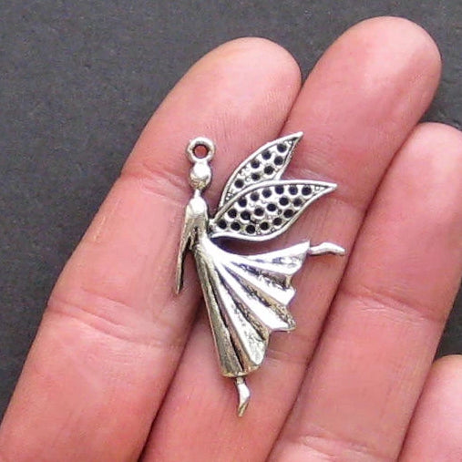 4 breloques argentées antiques d'ange dansant - SC691