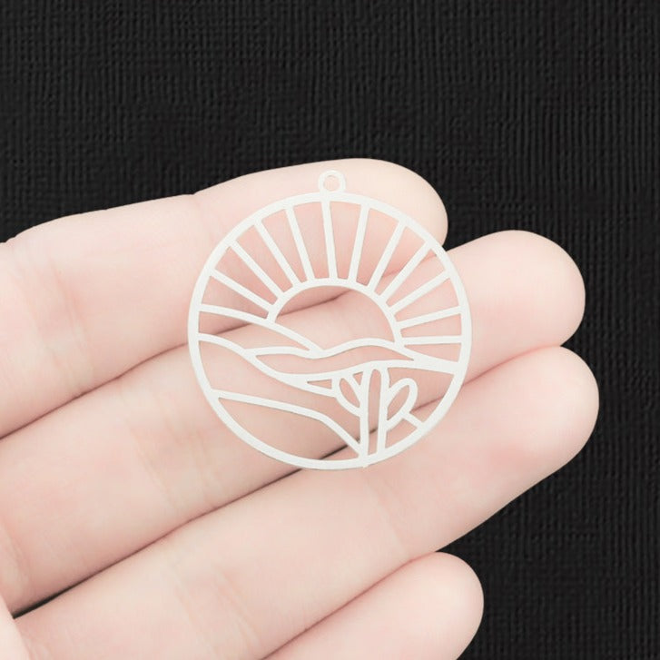 4 breloques de ton argent scène du désert 2 faces - SC906