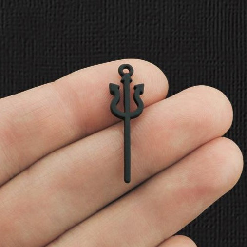 4 Devil Wand Black Tone Charms 2 Sided - E1115