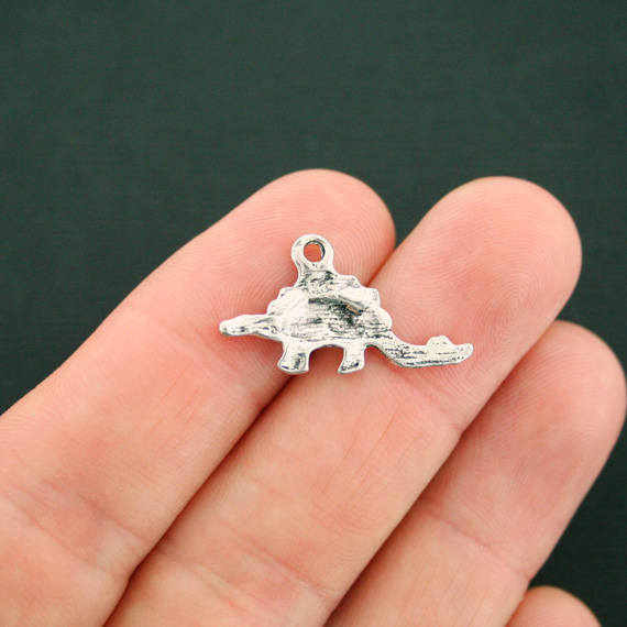 4 Dinosaur Antique Silver Tone Charms - SC7292