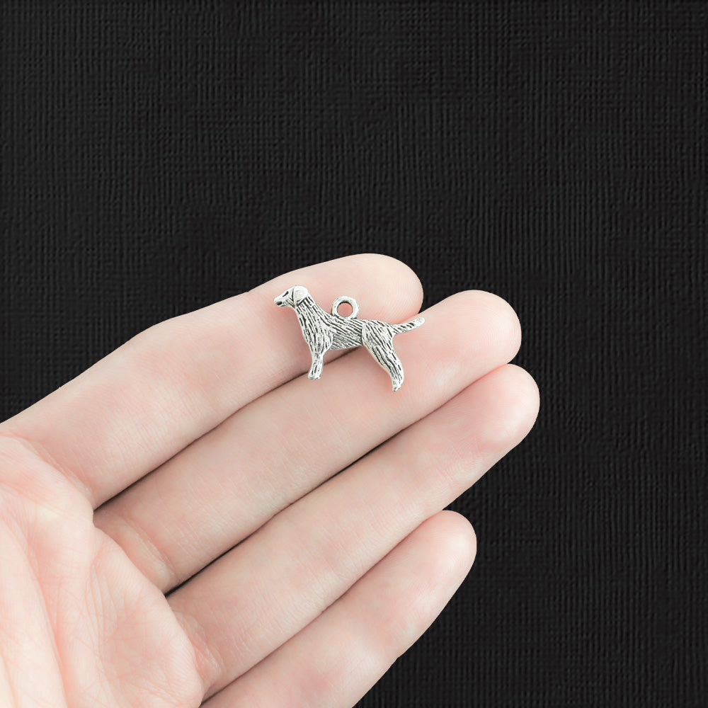 4 Dog Antique Silver Tone Charms 2 Sided - SC401