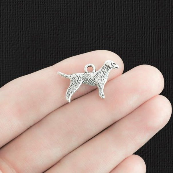 4 Dog Antique Silver Tone Charms 2 Sided - SC401