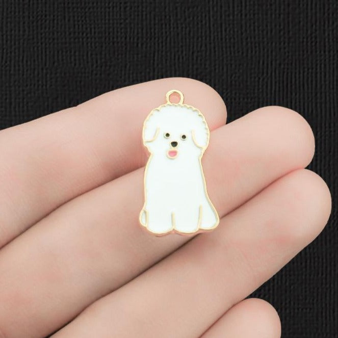 4 breloques en émail doré pour chien - E1217